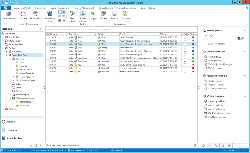 screenshot of Deskcenter Management Suite